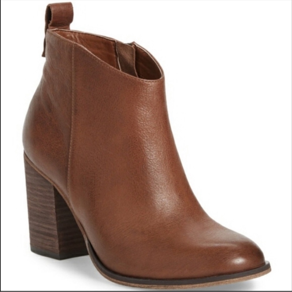 BP Chestnut Leather Block heel ankle boots